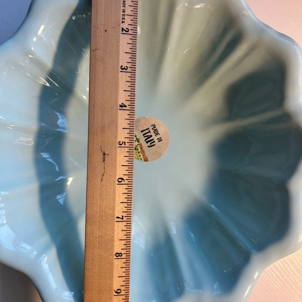 Maioliche Jessica Blue Ceramic Serving Bowl 10” Scalloped Italy Vintage‎ NWT